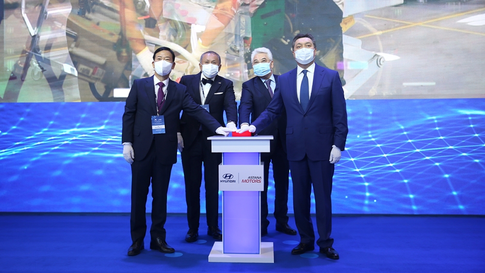 Prime Minister Askar Mamin takes part in opening ceremony of Hyundai car assembly plant